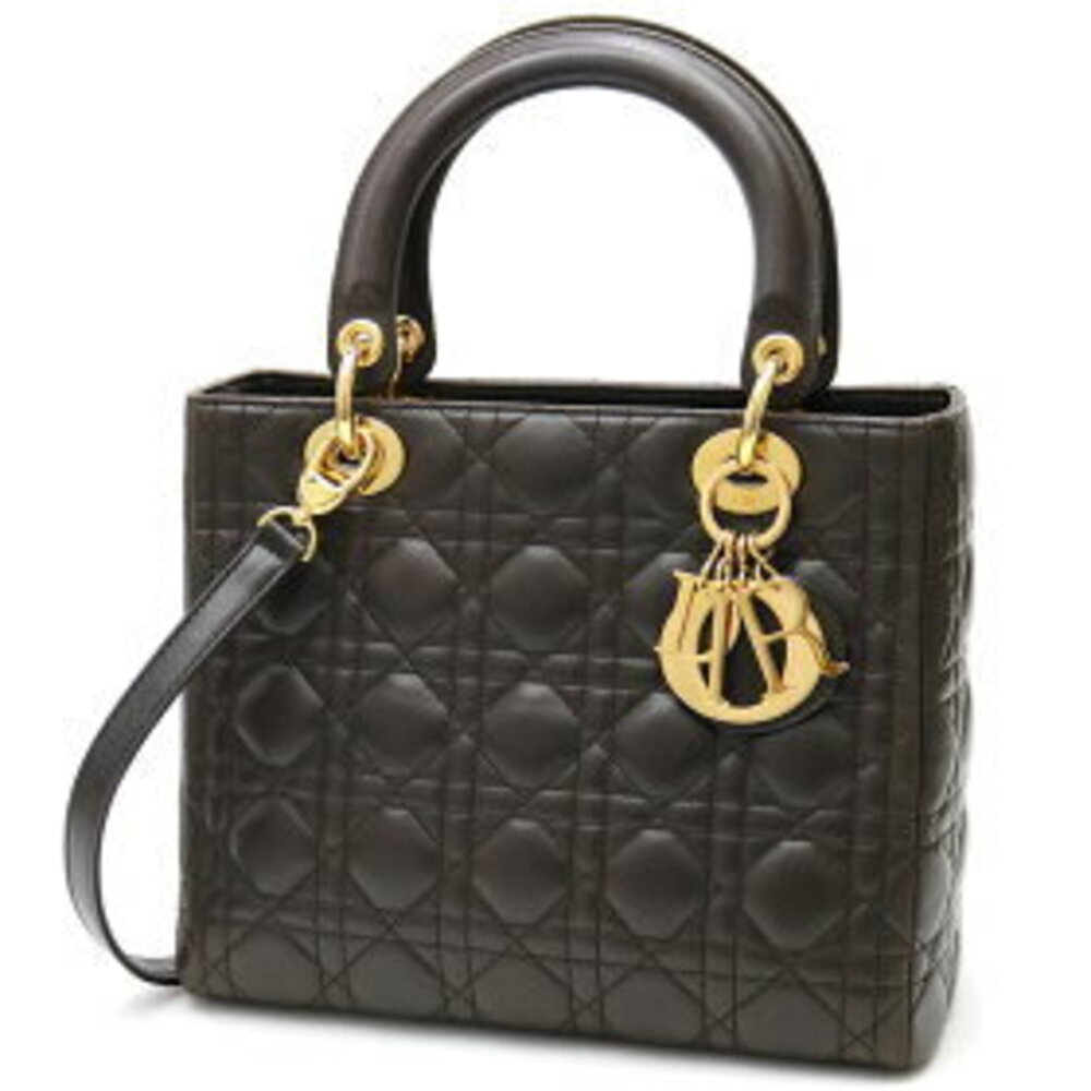Christian Dior Lady Classic Handbag Cannage Stitch Marron Fonce Lambskin